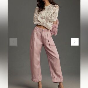 Anthropologie Linen Blend Cinched Hem Trousers new without tags